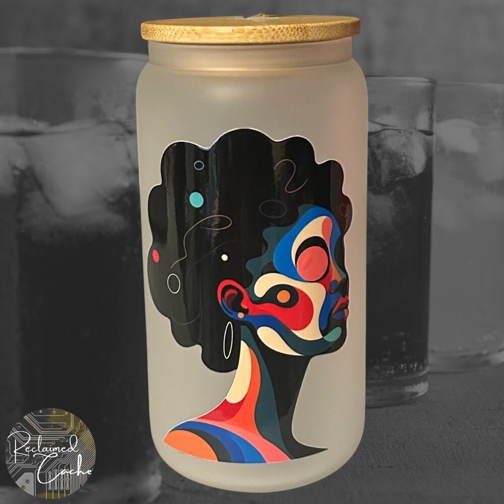 Vibrant Black Woman Frosted Glass #03